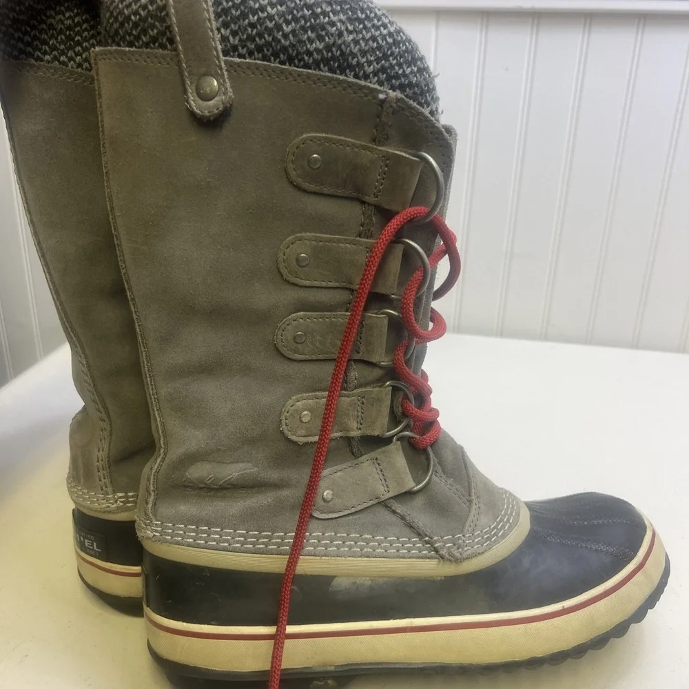 Sorel Womens Gray Waterproof Lace Up Mid-Calf Snow Boots Size 10